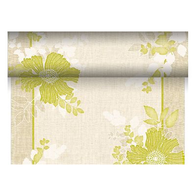 Tischläufer, stoffähnlich, PV-Tissue Mix &quot;ROYAL Collection&quot; 24 m x 40 cm grün &quot;Annabel&quot; – Rolle gesamt ca. 96 m (Karton)