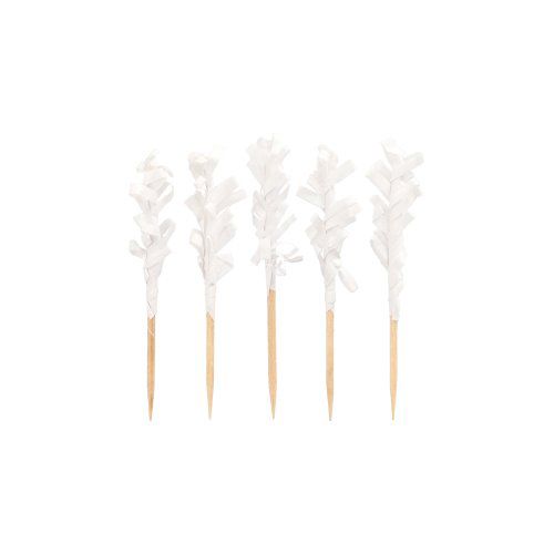 1000 Deko-Picker 6,8 cm weiss &quot;Frills&quot; – Karton (10000 St.)