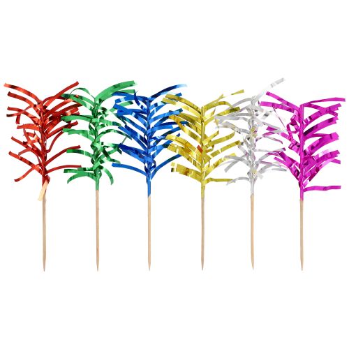 144 Deko-Picker 12 cm farbig sortiert &quot;Palmblätter&quot; – Karton (1440 St.)