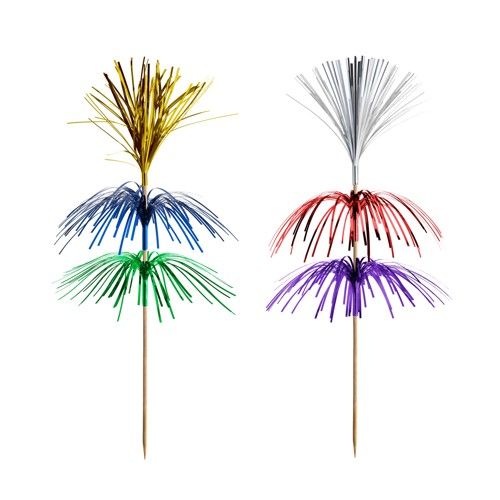100 Deko-Picker 18 cm farbig sortiert &quot;Feuerwerk&quot; 3-lagig – Karton (1000 St.)