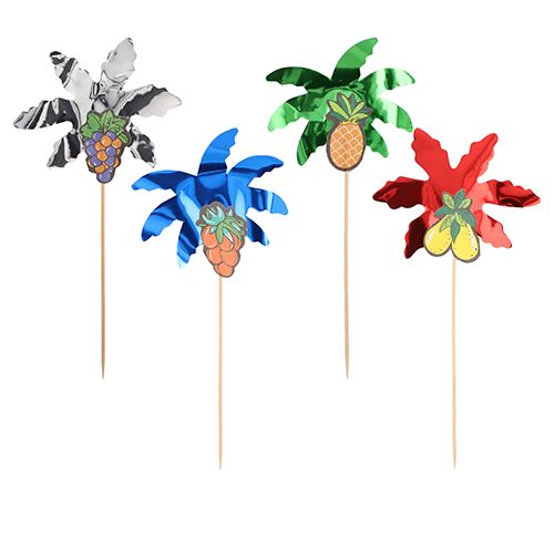 50 Deko-Picker 19,5 cm farbig sortiert &quot;Palmblätter&quot; – Karton (250 St.)