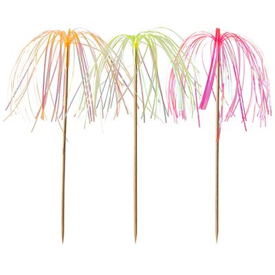 100 Deko-Picker 15,5 cm neon &quot;Feuerwerk&quot; – Karton (1000 St.)