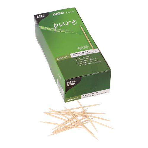 1800 Zahnstocher, Holz &quot;pure&quot; rund 6,8 cm – Karton (18000 St.)