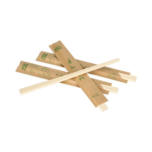 100 Paar Essstäbchen Holz &quot;pure&quot; 21 cm einzeln gehüllt – Karton (1000 St.)
