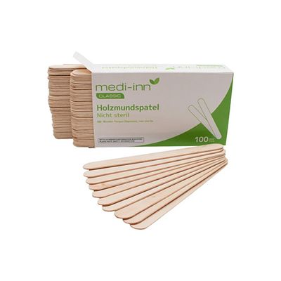 100 &quot;Medi-Inn&quot; Holzmundspatel nicht steril 150 mm x 18 mm x 1,5 mm natur – Karton (5000 St.)