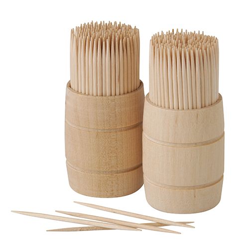 400 Zahnstocher, Holz &quot;pure&quot; rund 6,8 cm im Spender aus Holz – Karton (4000 St.)