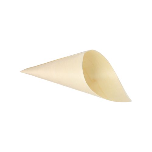 50 Fingerfood - Spitztüten, Holz &quot;pure&quot; Ø 9,5 cm · 18 cm – Karton (500 St.)