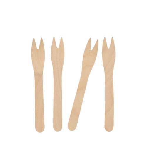 25 Snack-Gabeln, Holz &quot;pure&quot; 12,1 cm – Karton (500 St.)