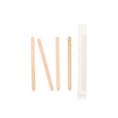 1000 Rührstäbchen, Holz &quot;pure&quot; 9 cm x 6 mm einzeln gehüllt – Karton (10000 St.)