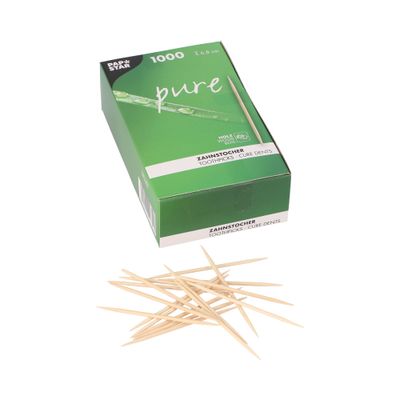 1000 Zahnstocher, Holz &quot;pure&quot; rund 6,8 cm – Karton (12000 St.)