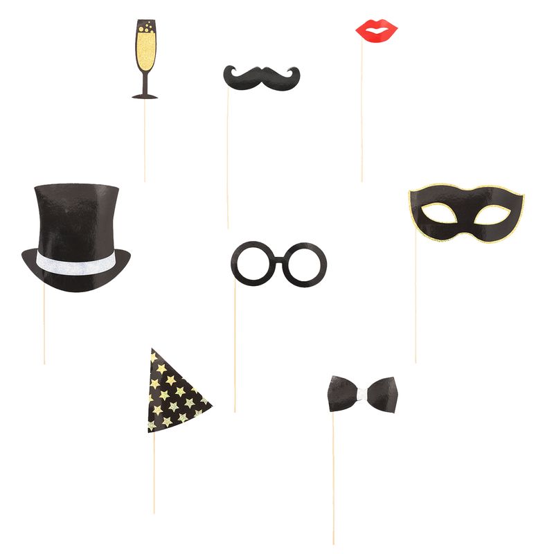 8 Fotobox- und Selfie-Requisiten 25 cm farbig – Karton (192 St.)