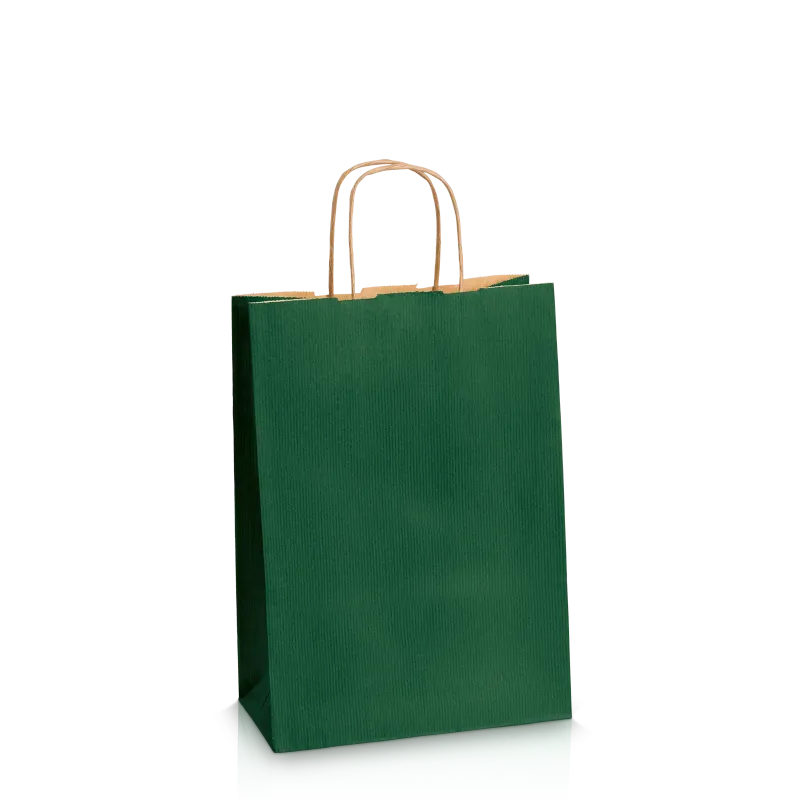 Einkaufstasche Dunkelgrün -M-, Kraftpapier gerippt