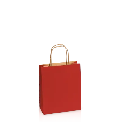 Einkaufstasche Dunkelrot -S-, Kraftpapier gerippt