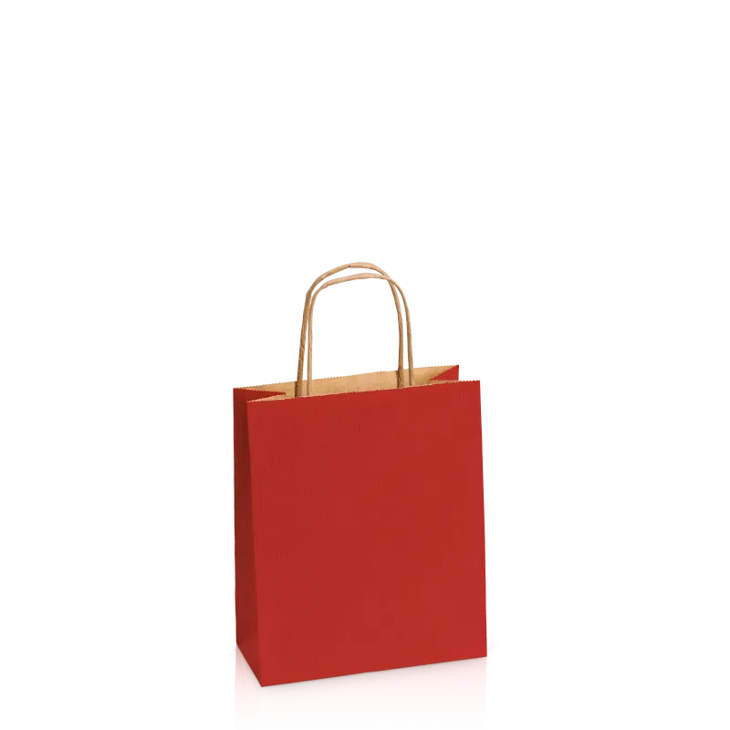 Einkaufstasche Dunkelrot -S-, Kraftpapier gerippt