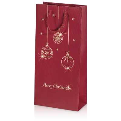 Papiertasche Linea Christbaum Rot 2er mit Goldprägung