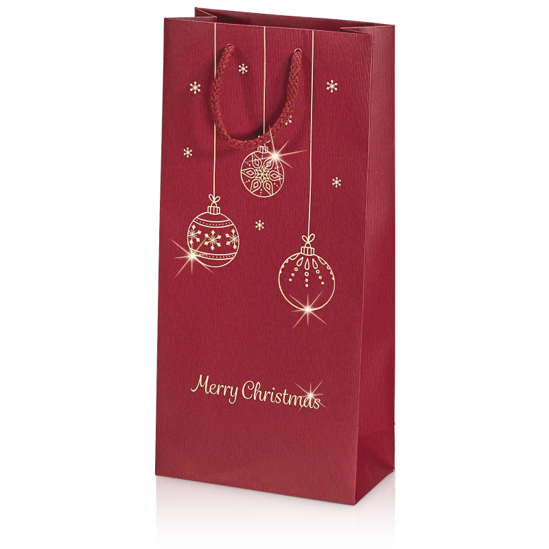 Papiertasche Linea Christbaum Rot 2er mit Goldprägung
