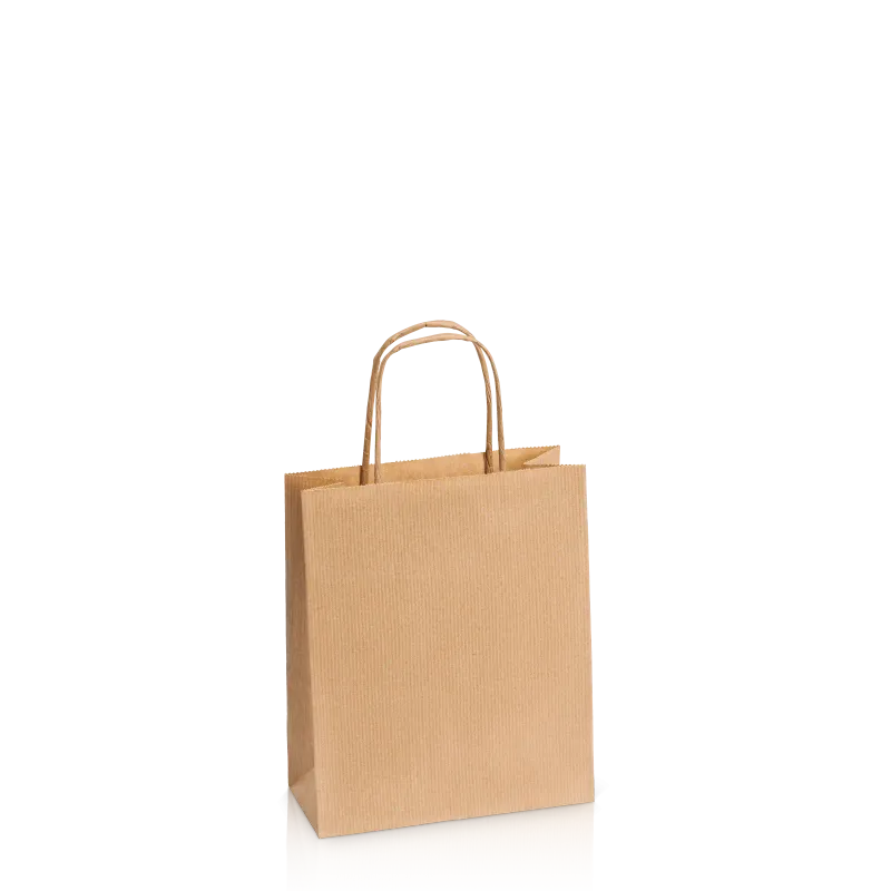 Einkaufstasche Natur -S-, Kraftpapier gerippt