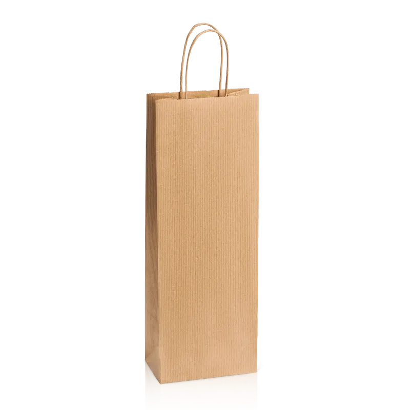 Einkaufstasche Natur -Bottle-, Kraftpapier gerippt