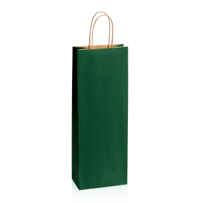 Einkaufstasche Dunkelgrün -Bottle-, Kraftpapier gerippt