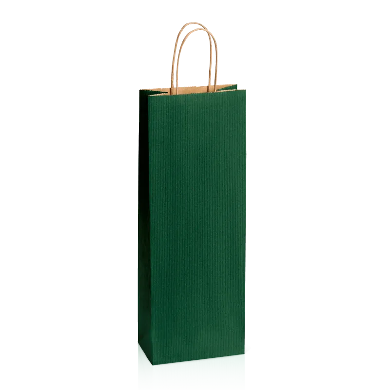 Einkaufstasche Dunkelgrün -Bottle-, Kraftpapier gerippt