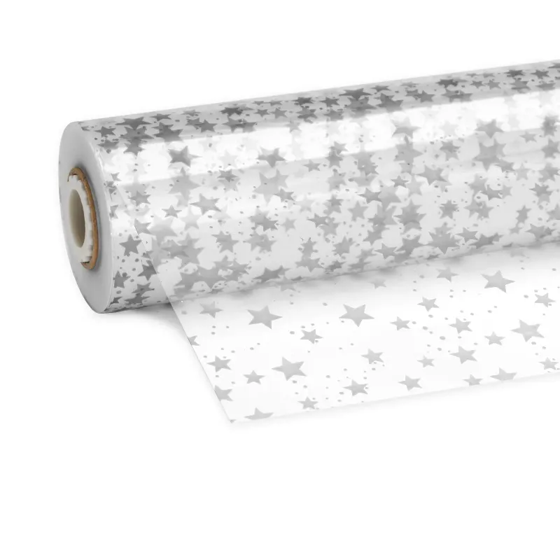 Klarsichtfolie Sterne Silber 100m x 70cm