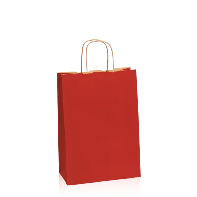 Einkaufstasche Dunkelrot -M-, Kraftpapier gerippt