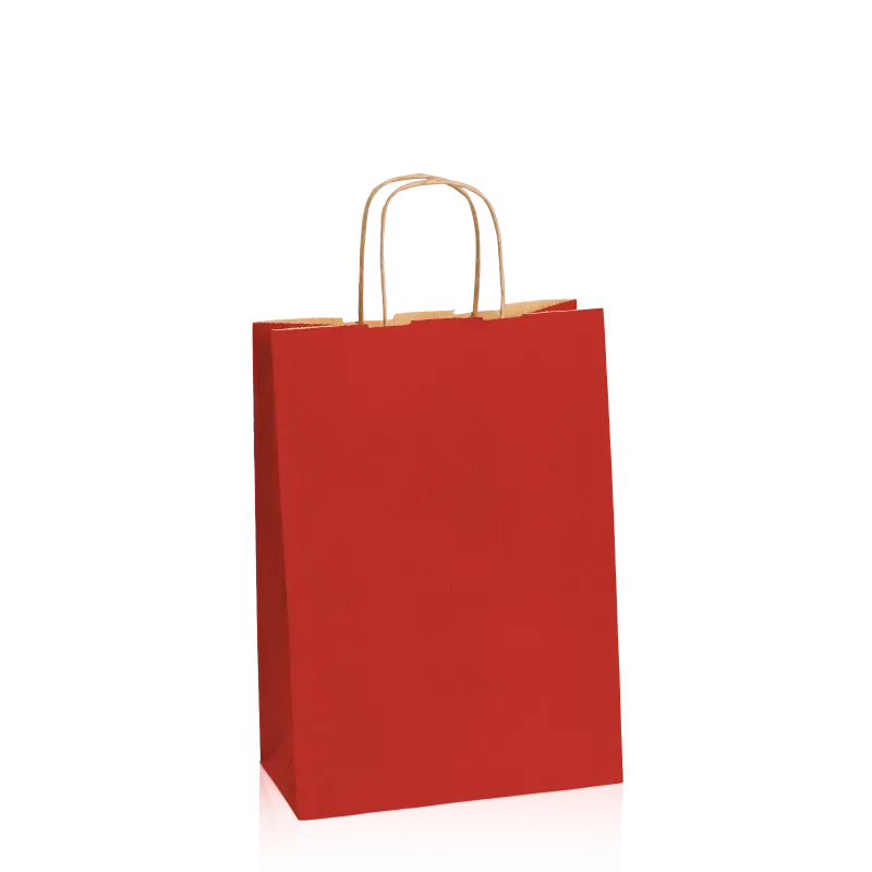 Einkaufstasche Dunkelrot -M-, Kraftpapier gerippt