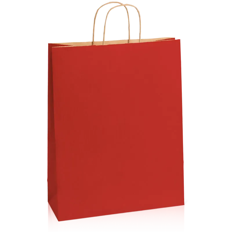 Einkaufstasche Dunkelrot -XL-, Kraftpapier gerippt