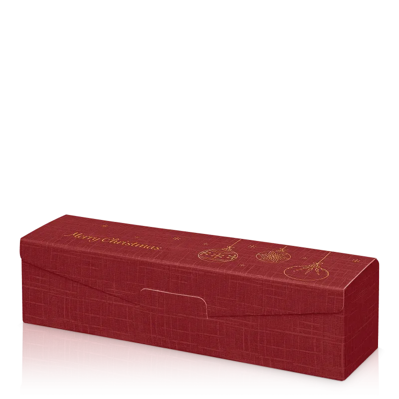 Präsentkarton "Seta Bordeaux Goldkugeln" 1er, Strukturkarton mit Goldprägung