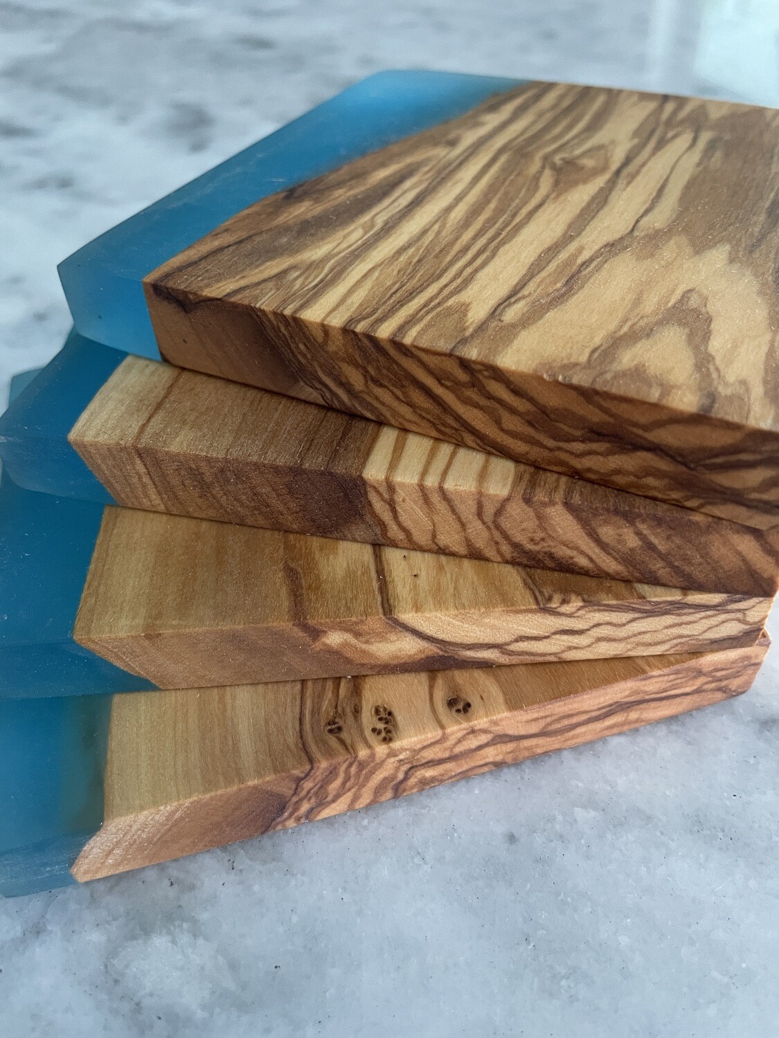 GB   Olive Wood and Resin Coasters