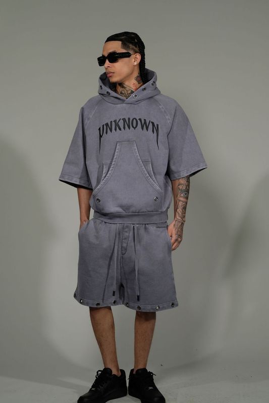 Washed Effect Short Pants