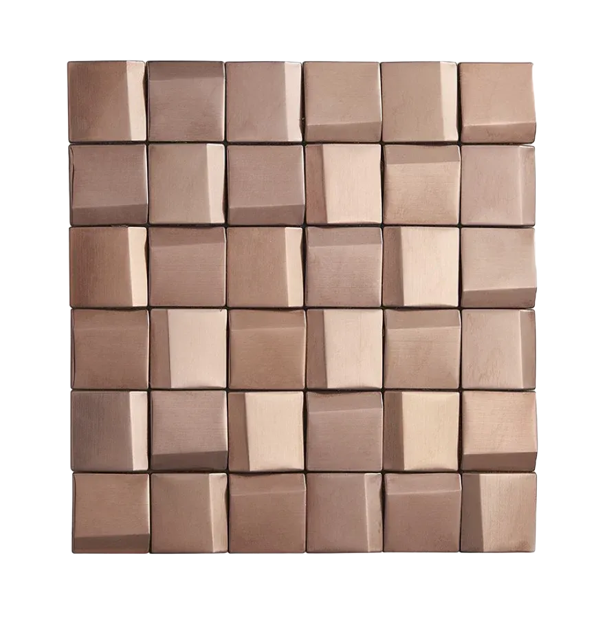 Crystal Brick Stainless Steel Mosaic Tile - Rose Gold