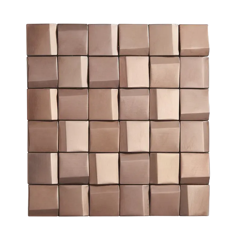 Crystal Brick Stainless Steel Mosaic Tile - Rose Gold