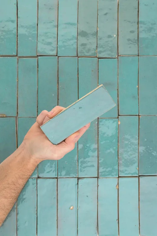Mediterranean Blue 2x6 Thin Bejmat - Zellige