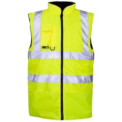 HI-VIS YELLOW REVERSIBLE BODYWARMER