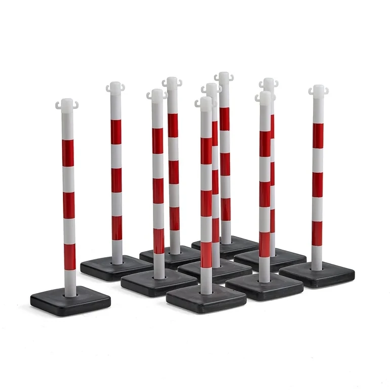 PLASTIC POST &amp; BASE PVC RED WHITE 1MTR (6PK)