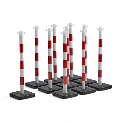PLASTIC POST &amp; BASE PVC RED WHITE 1MTR (6PK)