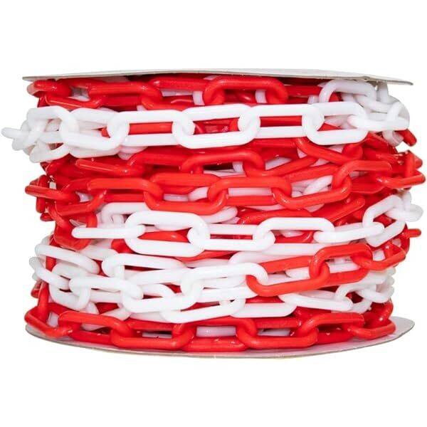 PLASTIC CHAIN RED AND WHITE 6MM 25MTR