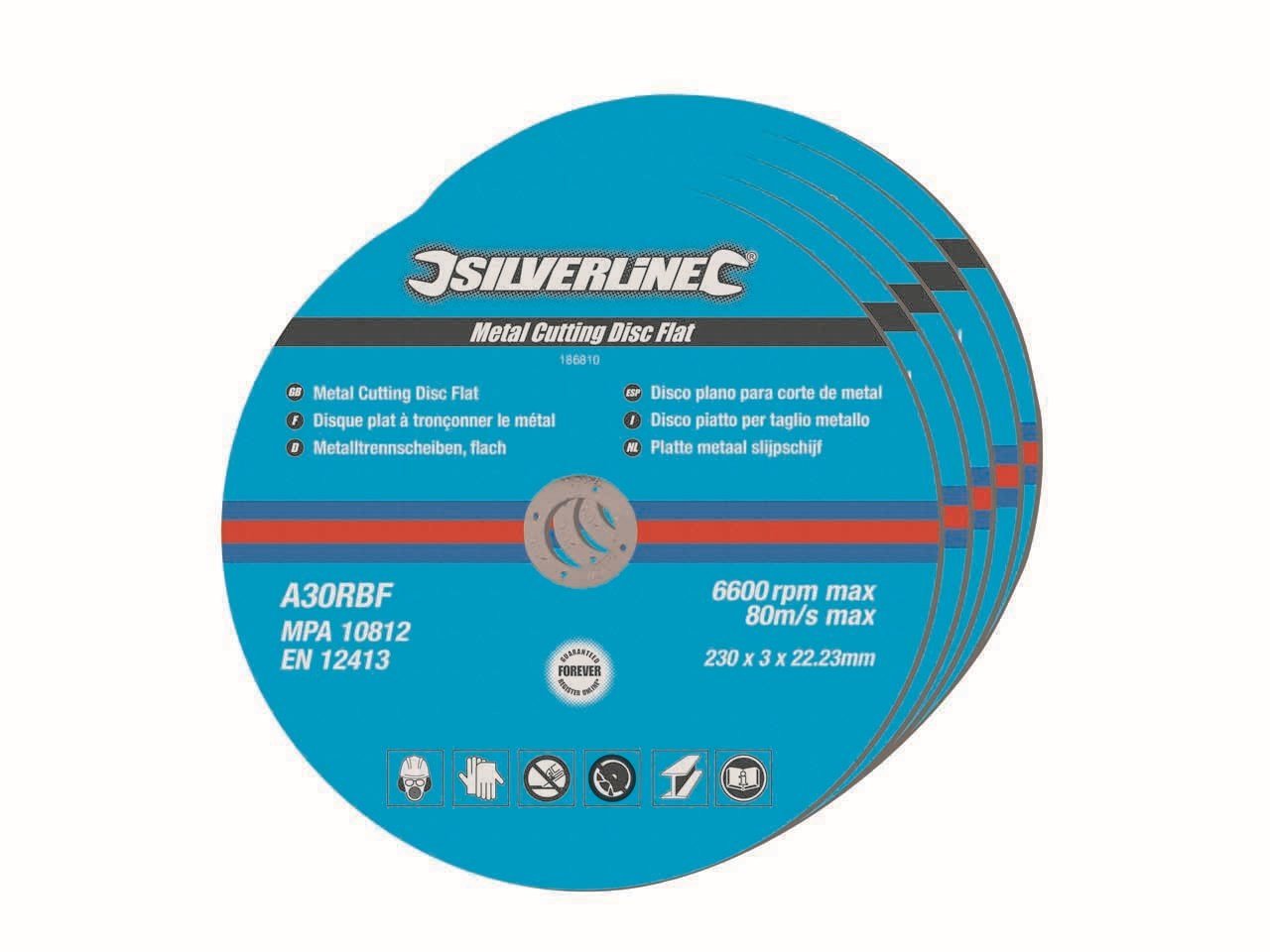Silverline Metal Cutting Discs Flat, 230 x 3 x 22.2 mm - Pack of 5