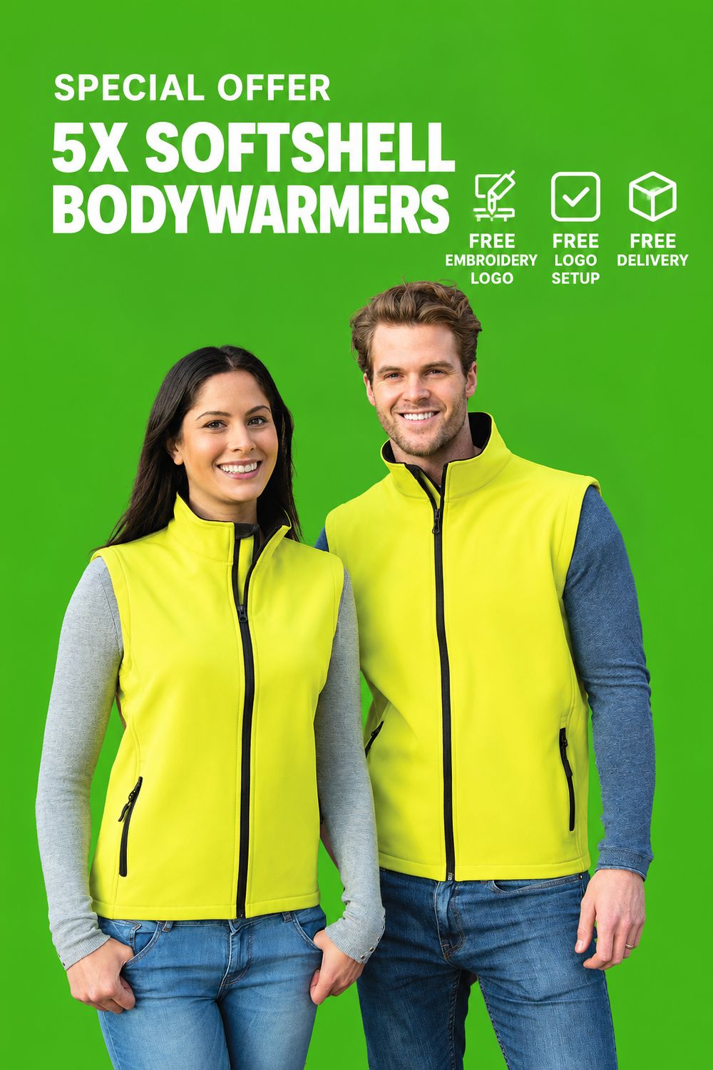 5X R232 Softshell Bodywarmers + FREE EMBROIDERY (BREAST)