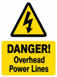 DANGER OVERHEAD POWER LINES 600X600