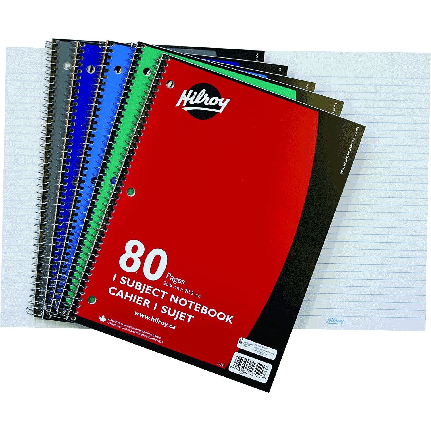 Hilroy cahier spiral ligné coul. ass. 80p.
