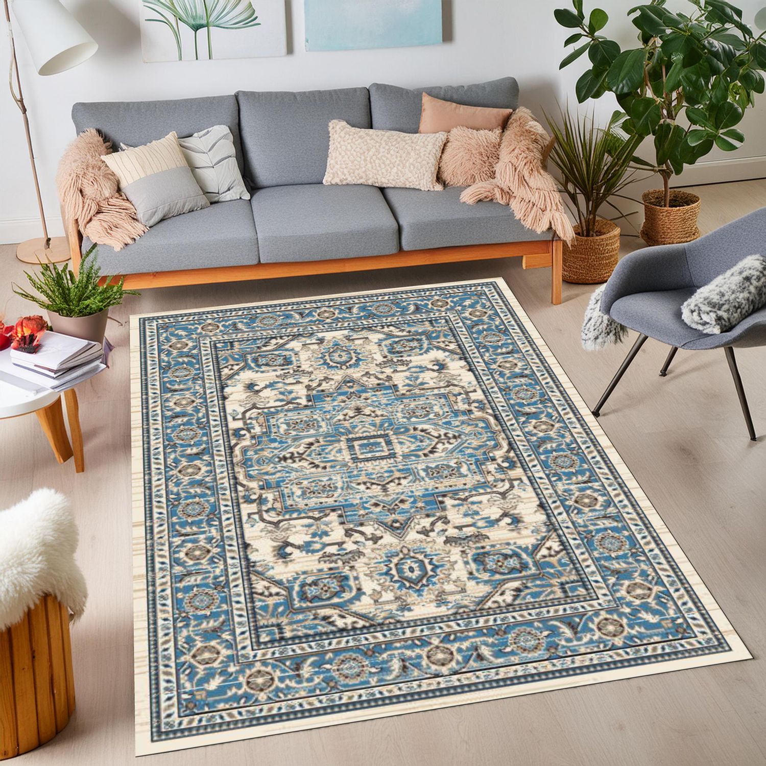 Orlean 5863A Area rug White/Blue