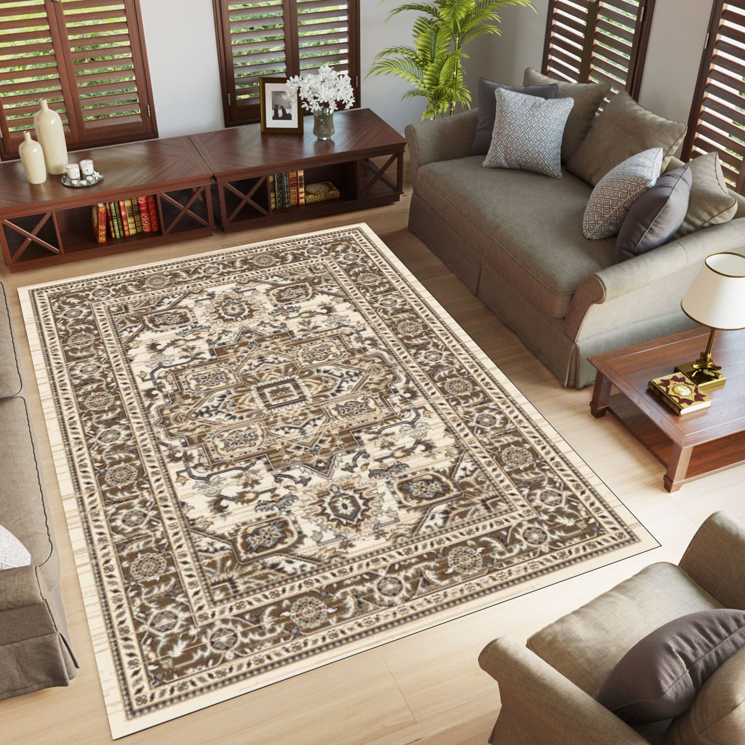 Orlean 5863A Area rug White/Brown