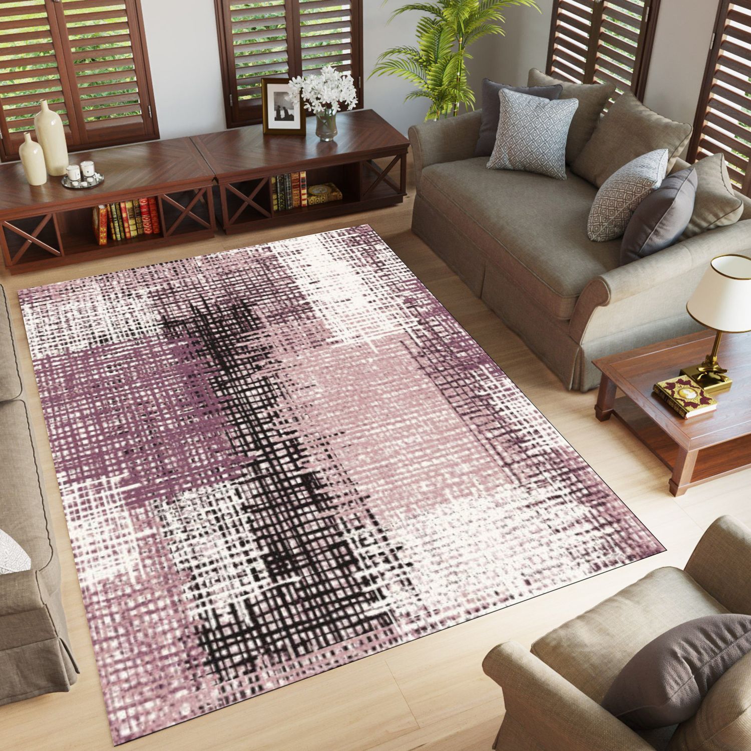 Jazz 5545B Area Rug WHITE / ROSE