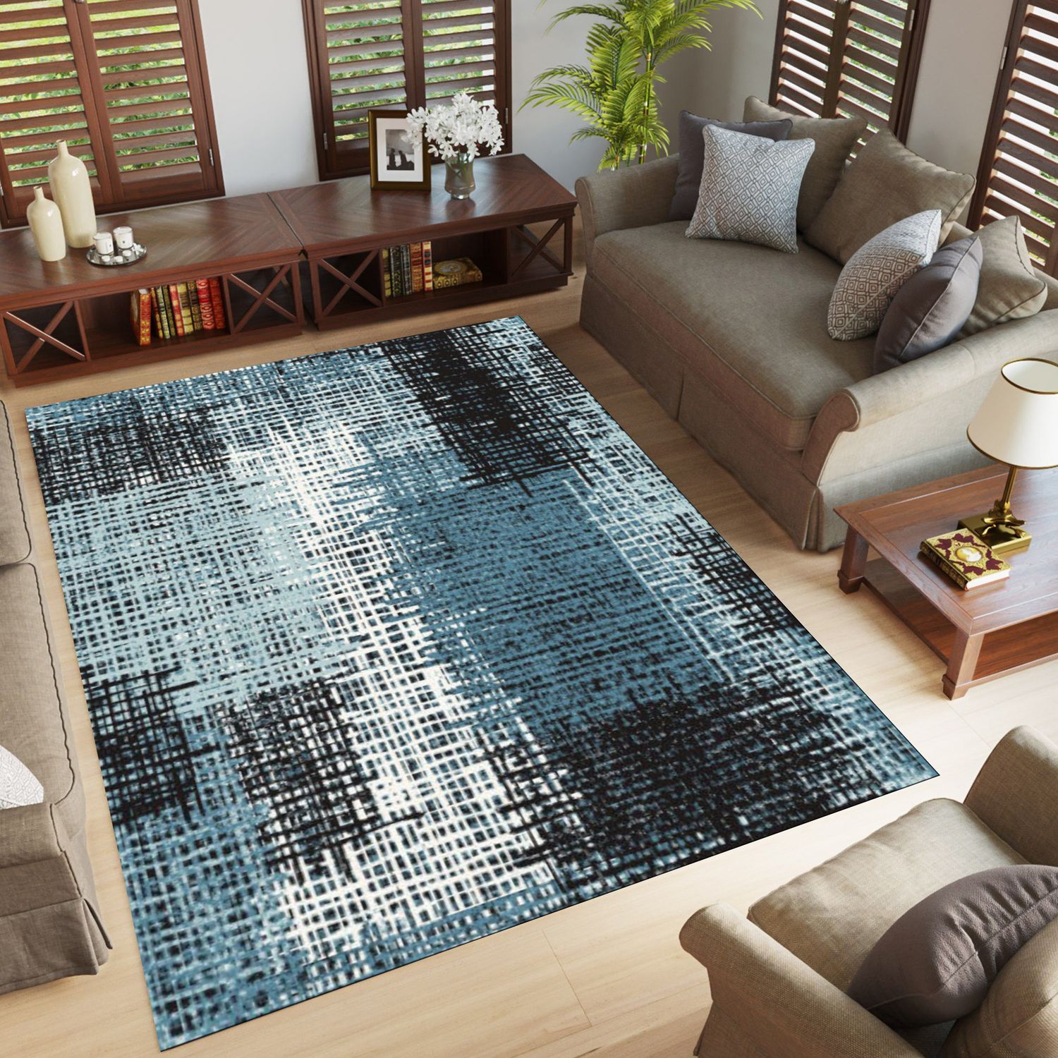 Jazz 5545B Area Rug ANTHRACITE / TURQUOISE