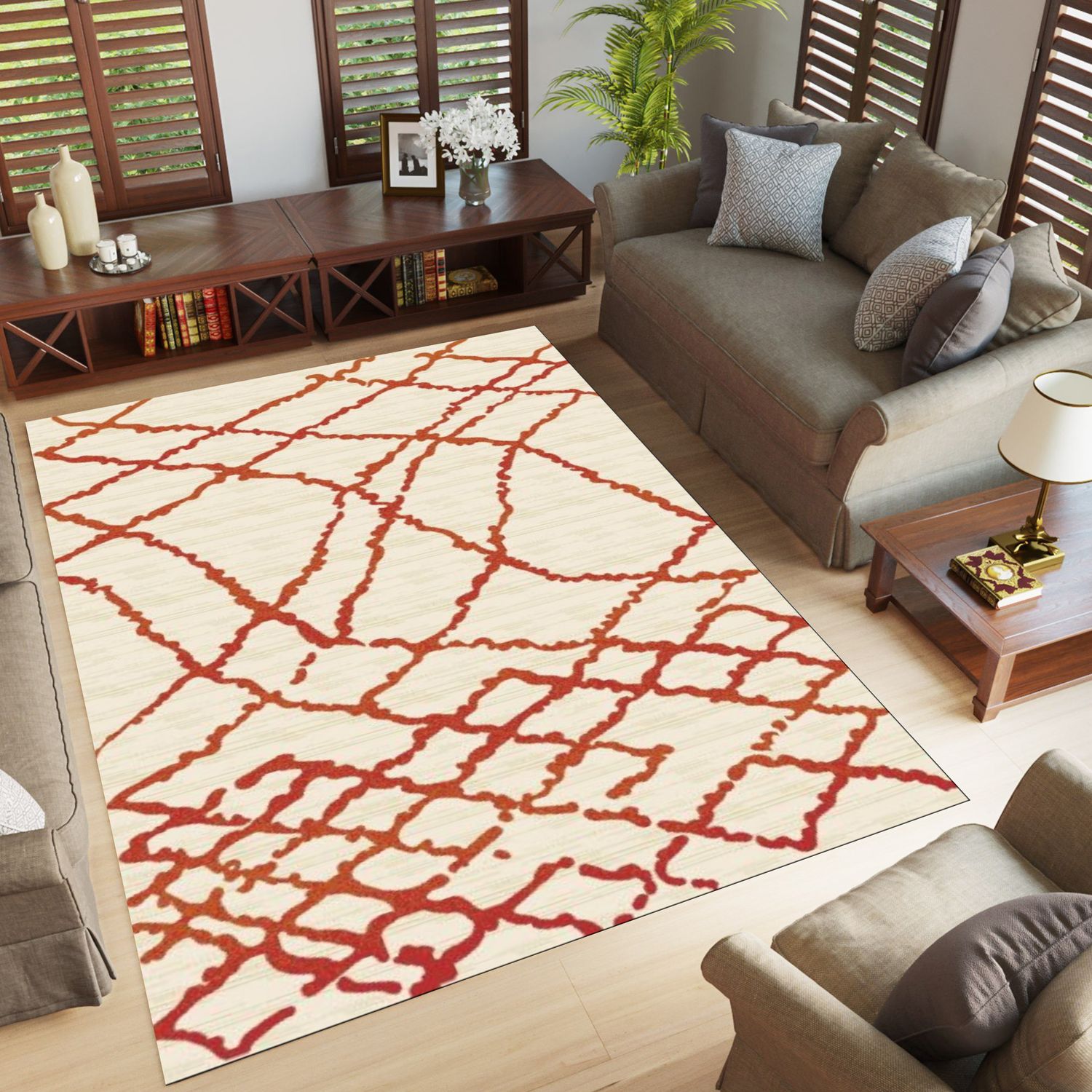 Moonwalk 3976 Area Rugs White/Terra