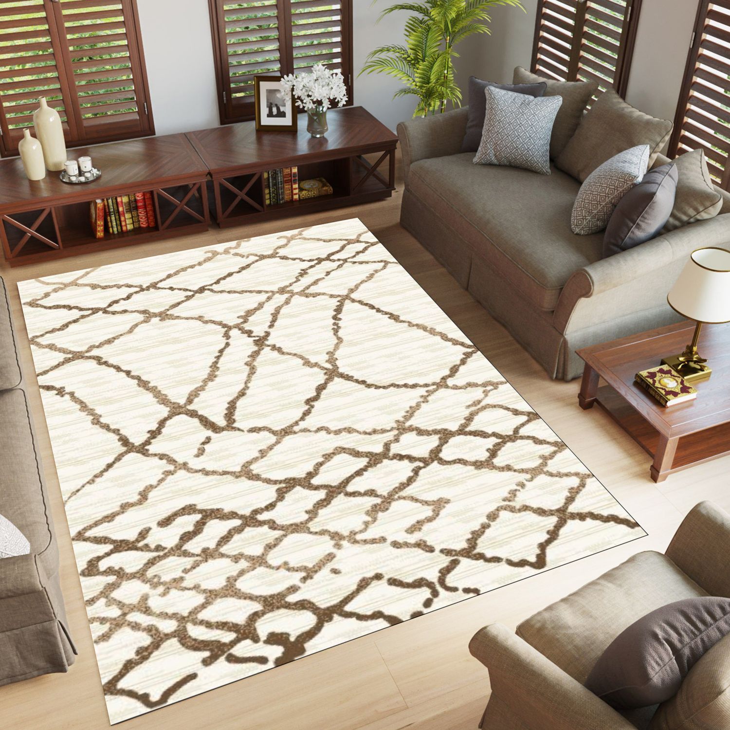 Moonwalk 3976 Area Rugs White/Brown