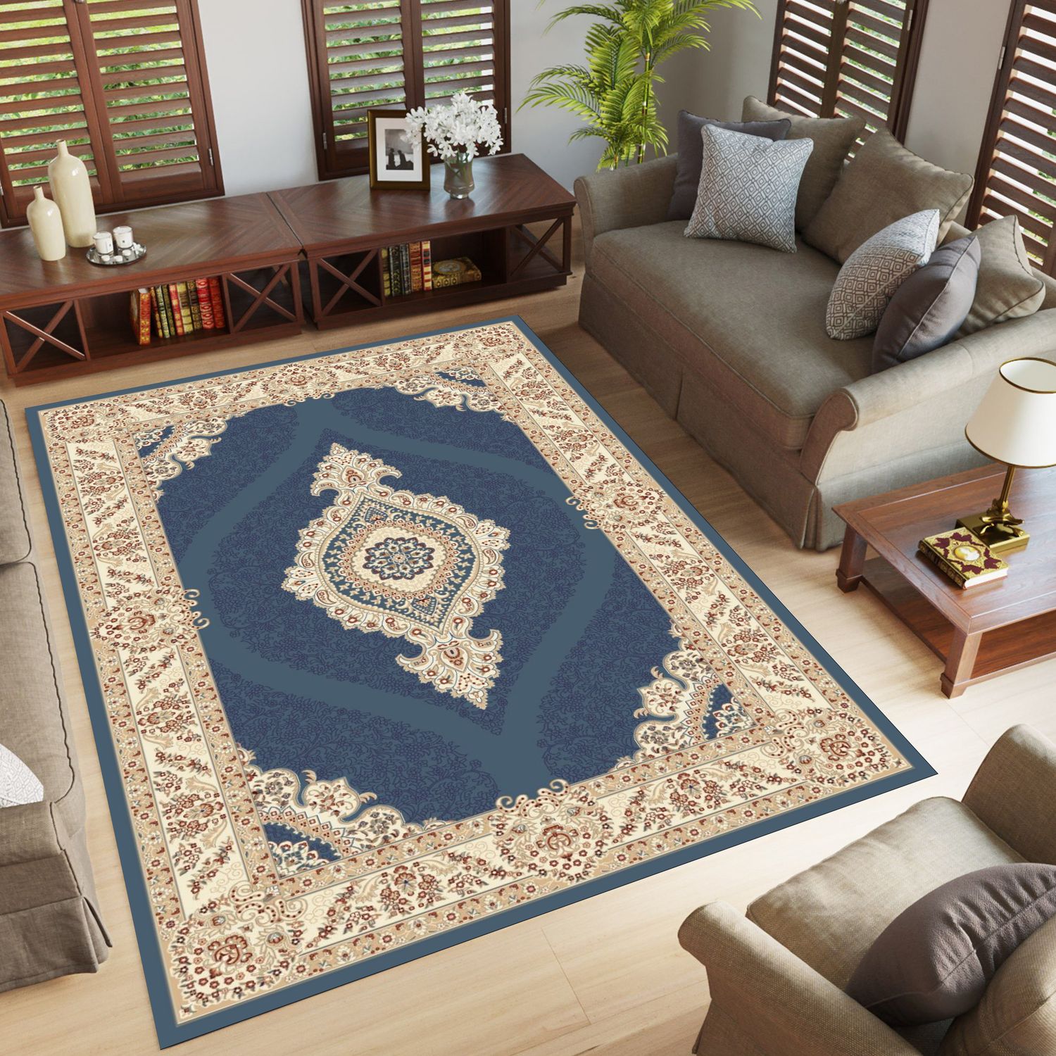 Royal Plus 5022 Area Rug Blue/Cream