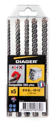 112Q-COFFRET FORET MARTEAU 4 TAILLANTS COMPATIBLE SDS-PLUS 4G4 DIAGER